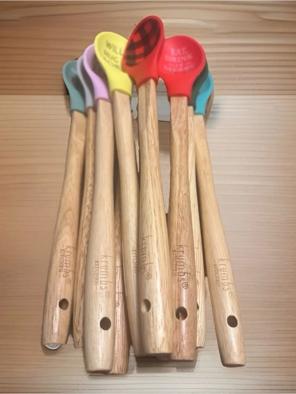 Krumbs Kitchen Farmhouse Christmas Silicone Mixing Spoon w/ Wooden Handle Truck